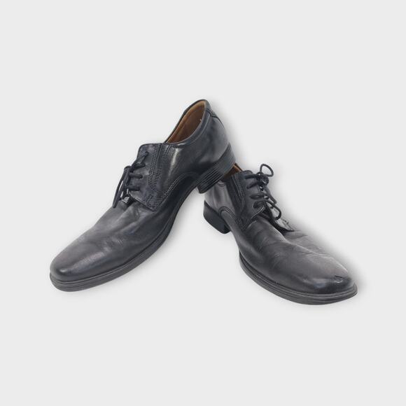 Mens Clarks Soft Cushion Black Dress Shoes Scuff on Left Toe Size 8M - Picture 1 of 13